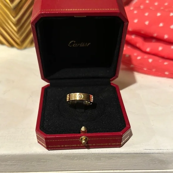 Cartier Gold Band with 3 Diamond Accents - Picture 2 of 5